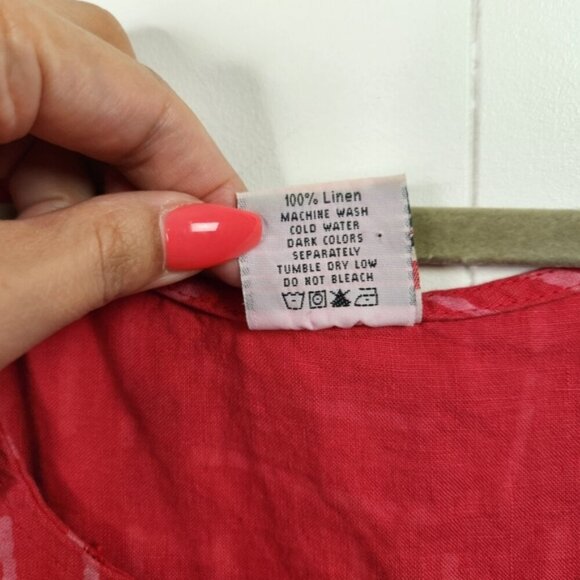 Vintage 90s Pink 100% Linen Shift Dress Sleeveless Pockets Lagenlook Summer Boho - Picture 10 of 13